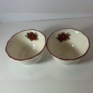 Festive Cream and Red Bowls
